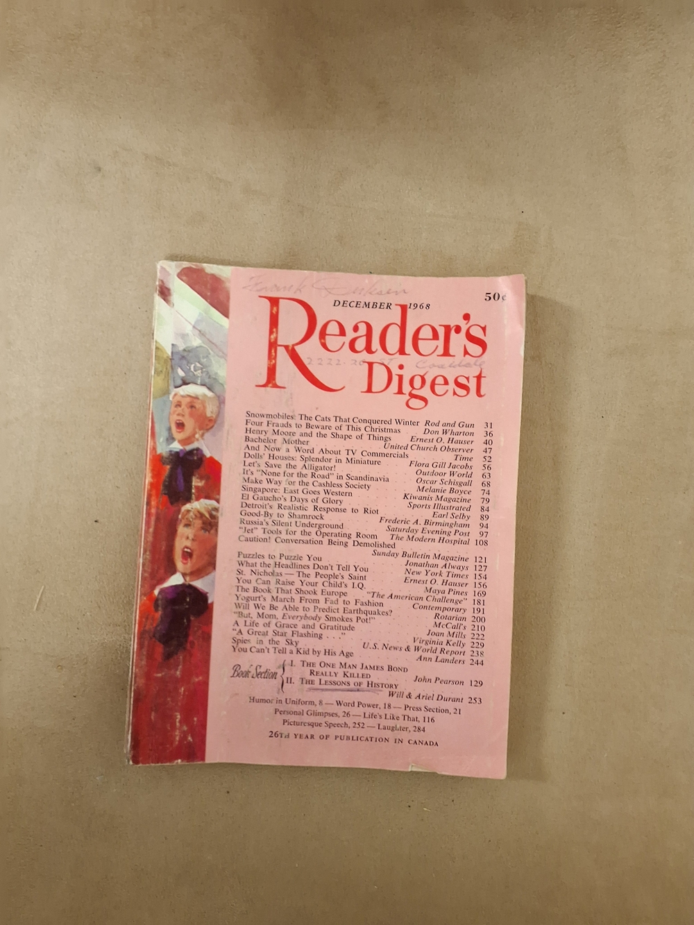 December 1968 Readers' Digest 50¢